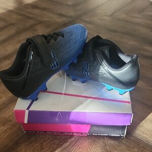 Kids Black and Blue Soccer Shoes